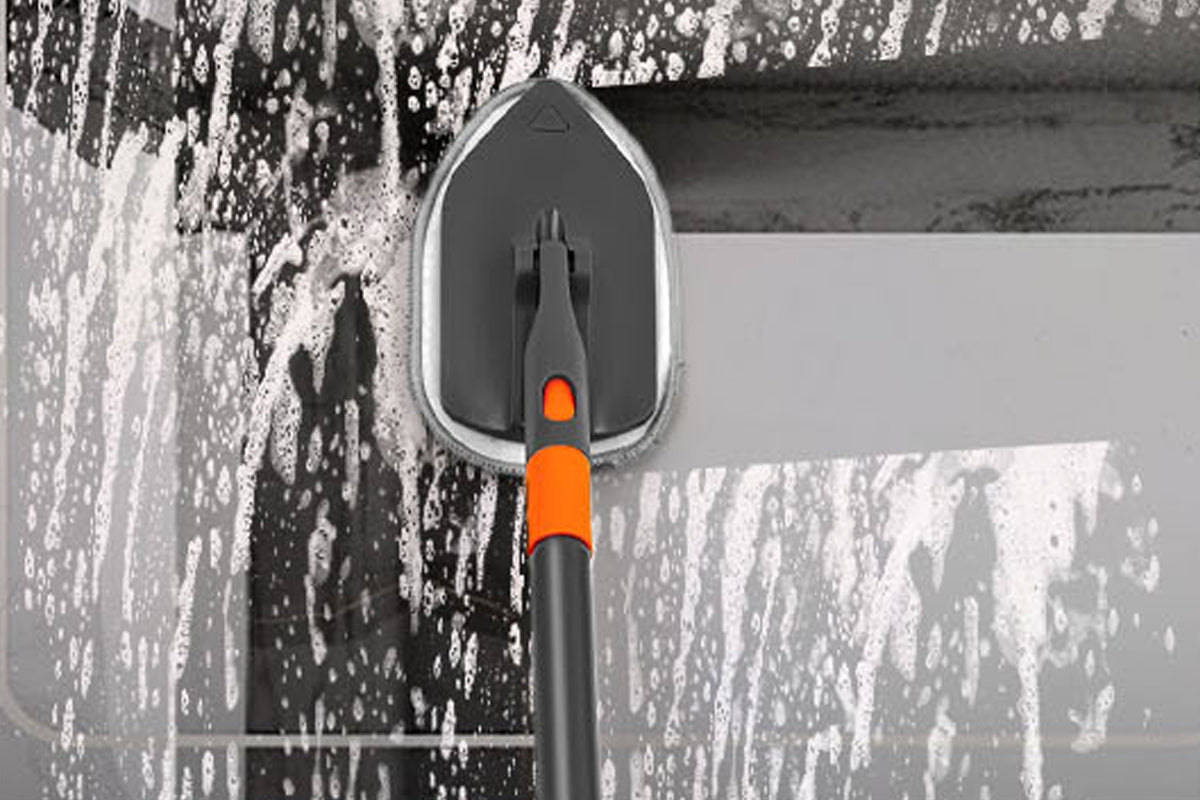 Extendable Tile Scrub Brush with 4 Brush Heads Shower Floor Cleaning Brush