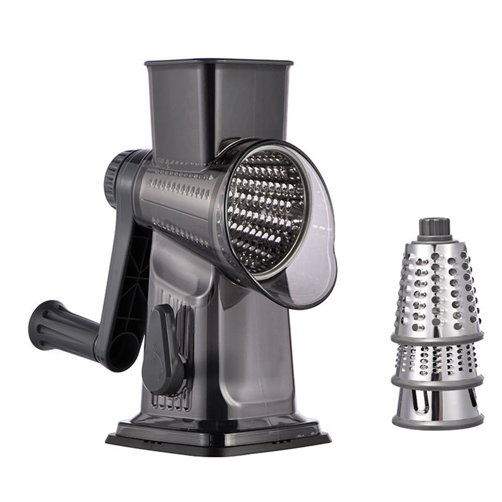 Rotary Vegetable Chopper 3-Blade Cylinder Hand-Cranked Slicer Shredder Grater