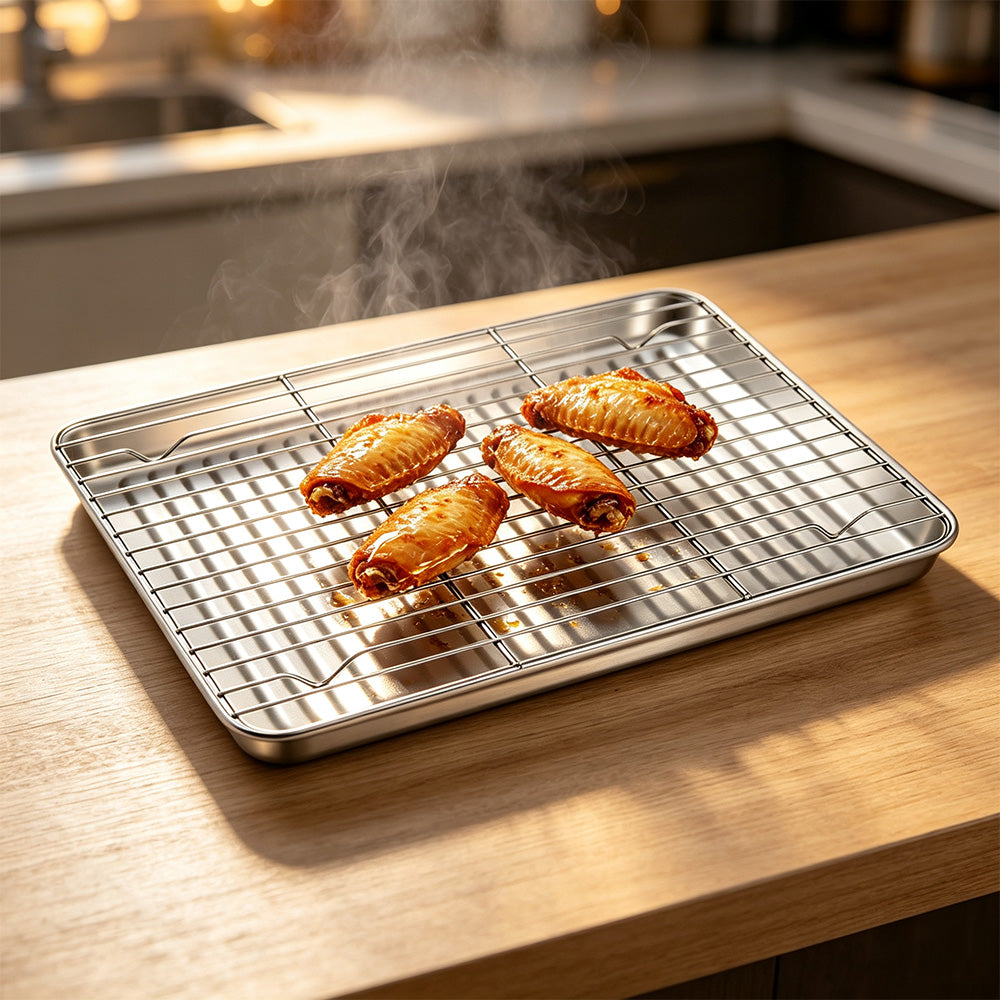 304 Stainless Steel Baking Sheet and Cooling Rack Set for Oven and Air Fryer