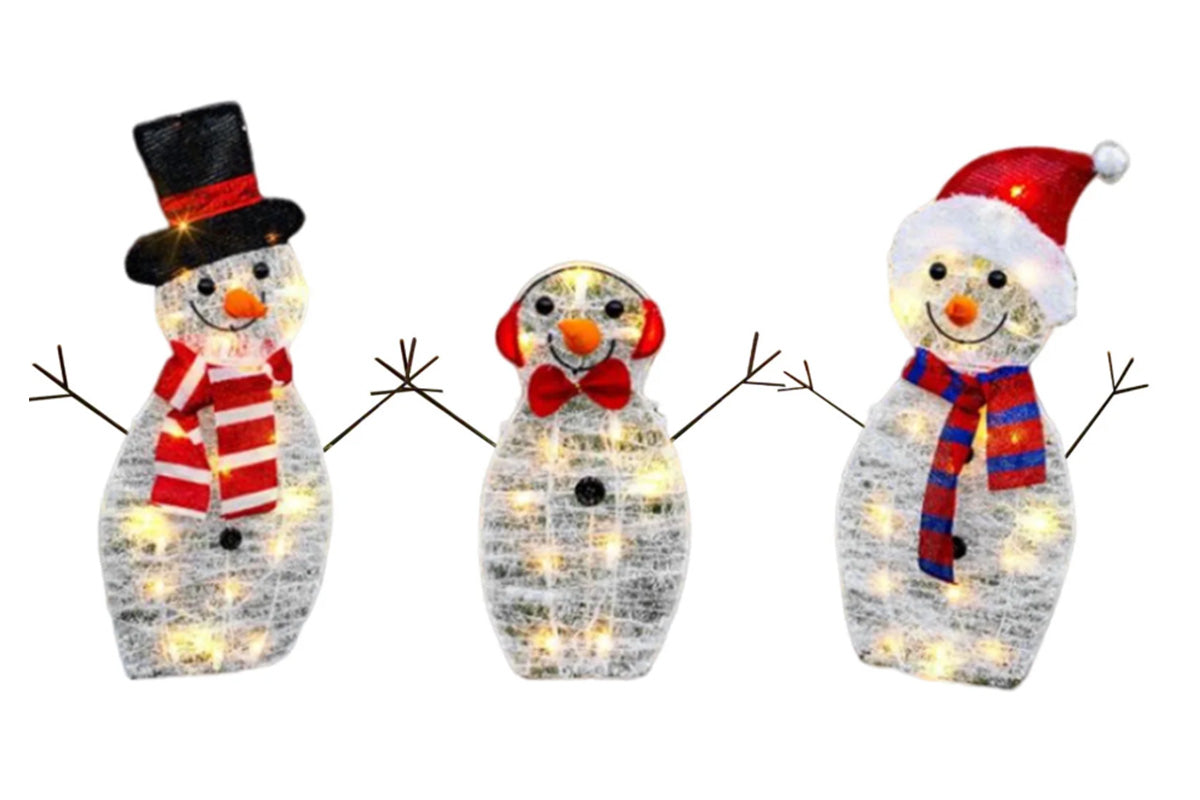 Snowman Yard Stakes Acrylic Outdoor 3-Piece  Christmas Decoration