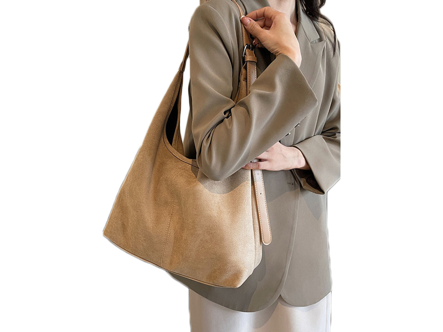 Bucket Bag with Purse Suede Bag Suede Tote Bag Suede Hobo Bags