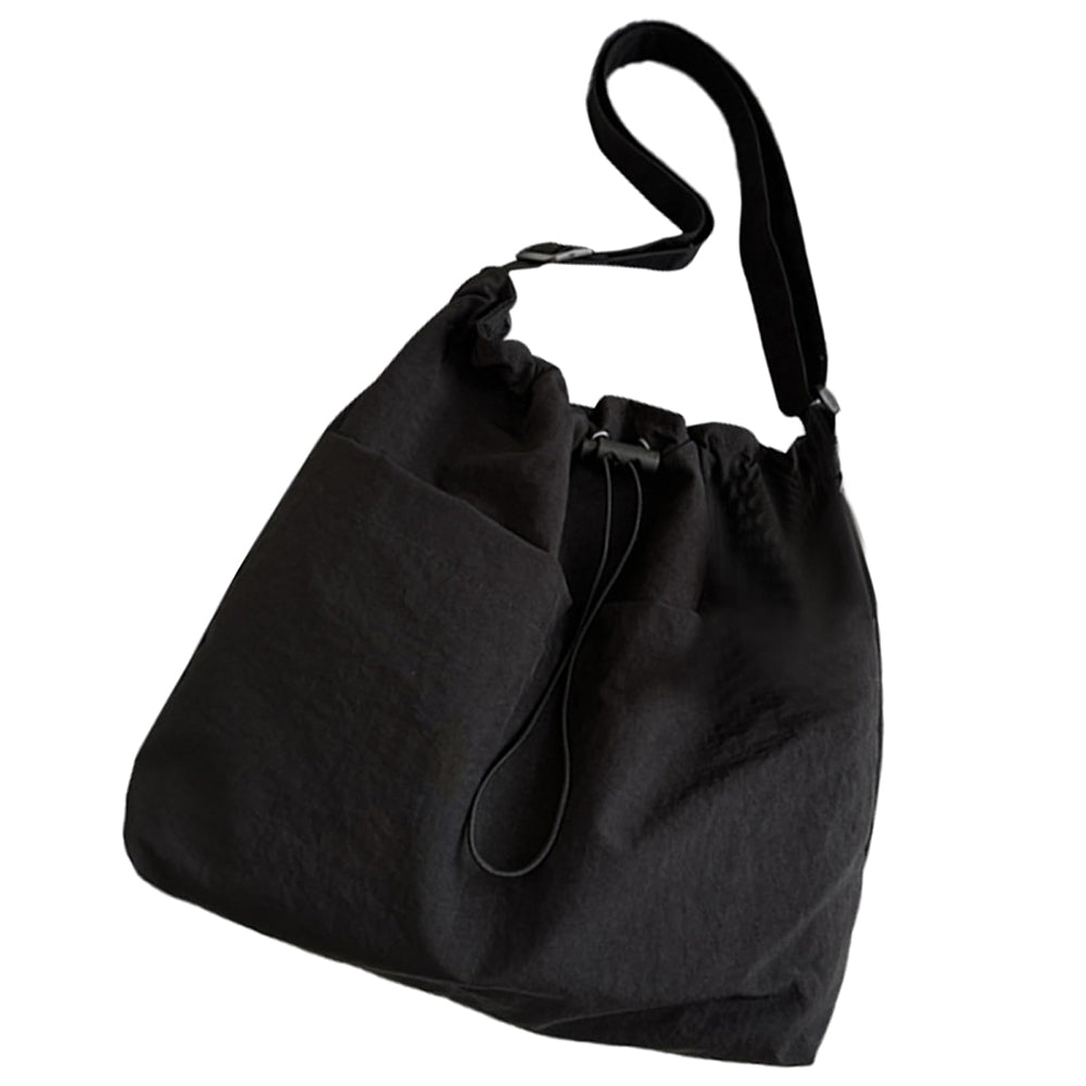 Nylon Crossbody Shoulder Tote Bag Large Capacity Drawstring Bucket Bag