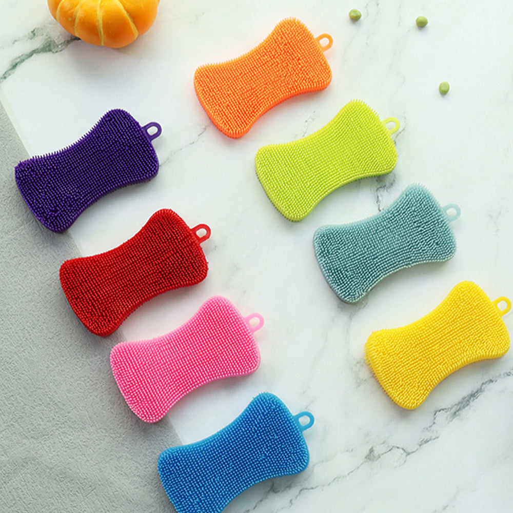 3PCS Home Kitchen TPE Scrubber Sponge Brush Dish Pot Pan Washing Cleaning Sponges