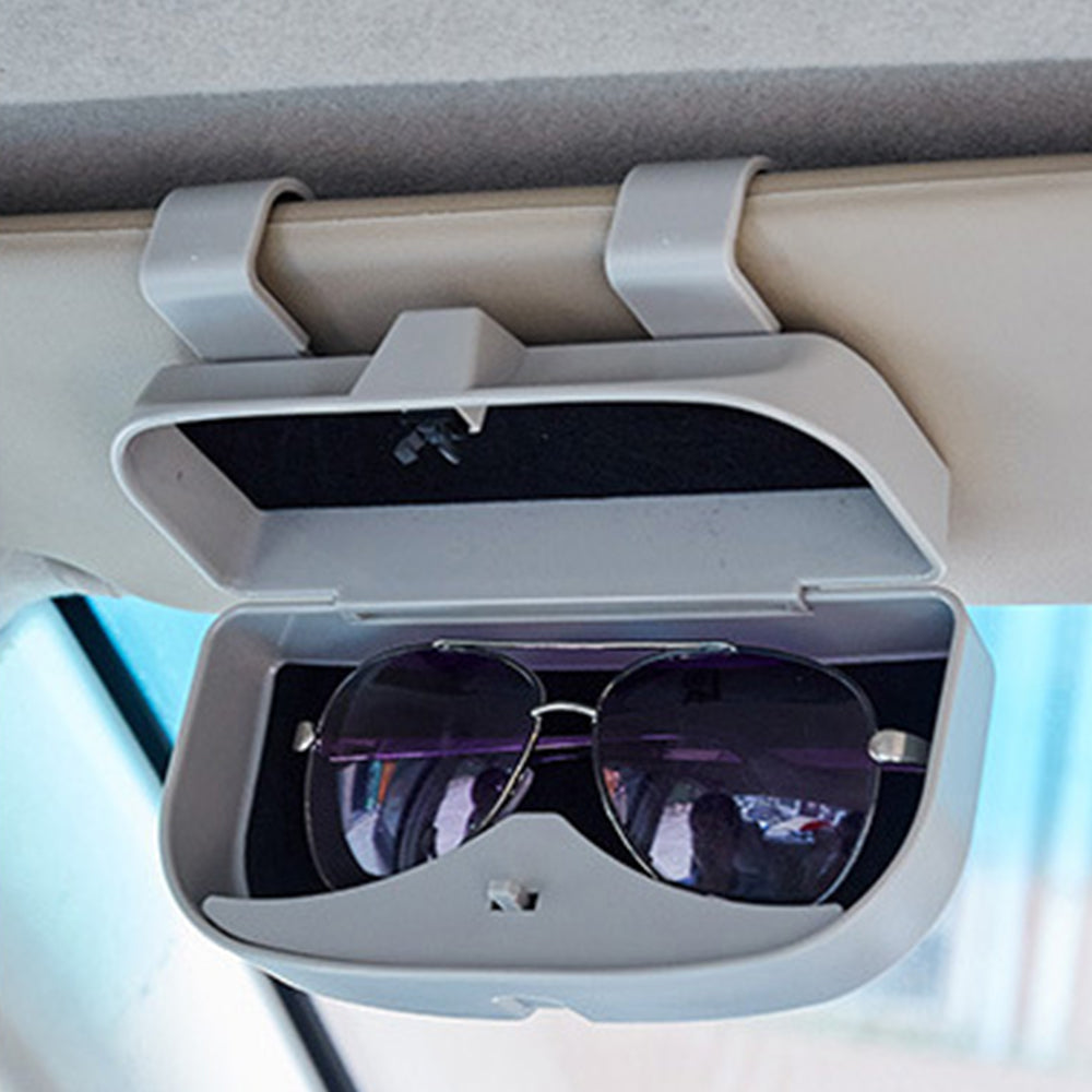 Car Sunglasses Card Storage Box with Clip for Auto Visor