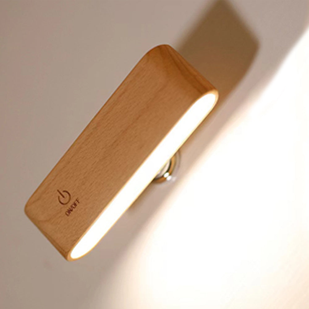 Battery Operated Wall Sconce Wooden kidic Night Light Rotatable Cordless Wall Lamp