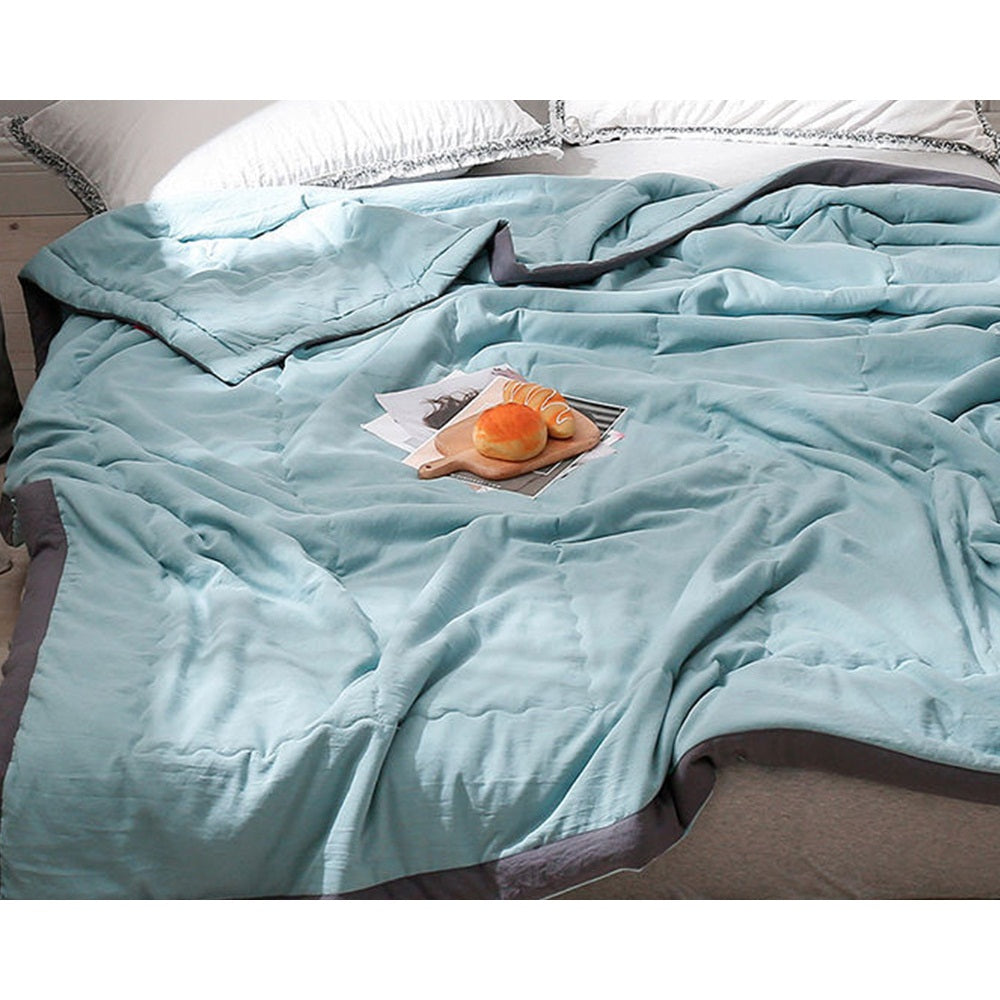 Washed Cotton Summer Quilt for Aircon Use-Green