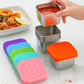 6Pcs 6oz Stainless Steel Square Food Storage Containers with Silicone Lids