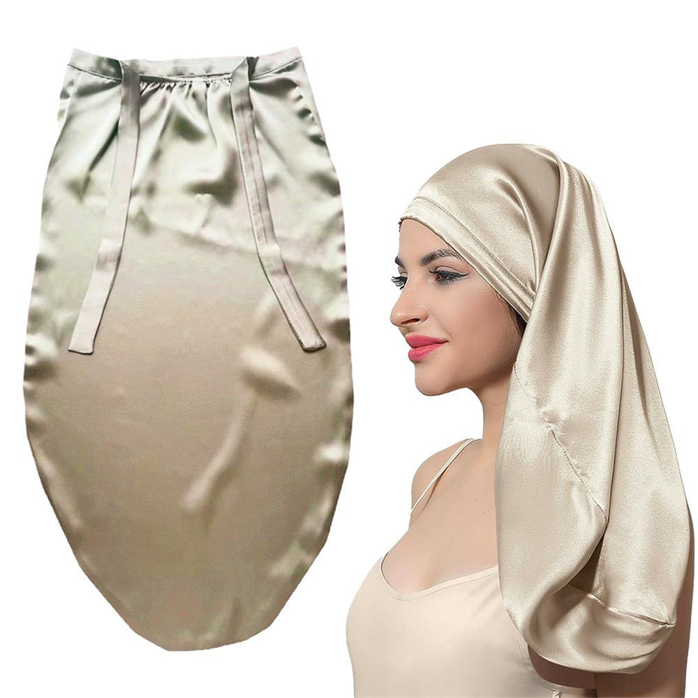 Extra Long 100%Silk Bonnet Sleep Cap Long Satin Night Cap