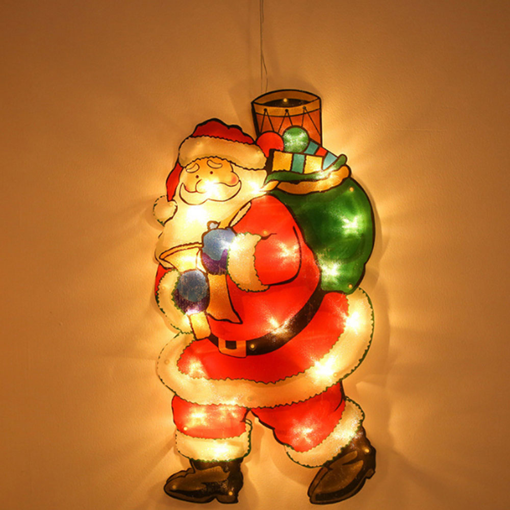 2Pcs Christmas Decor LED Curtain Light Xmas Window Silhouette Light Decoration