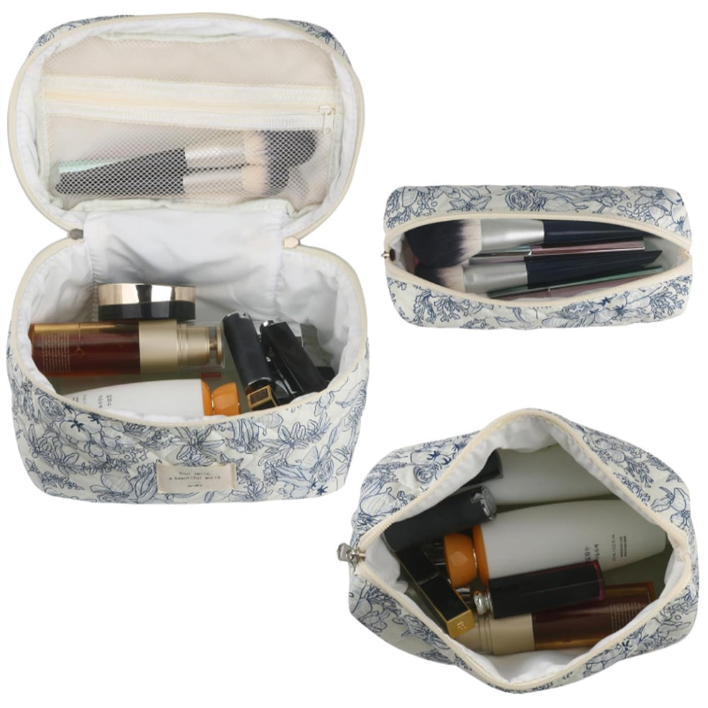 3Pcs Set Floral Cotton Cosmetic Bag