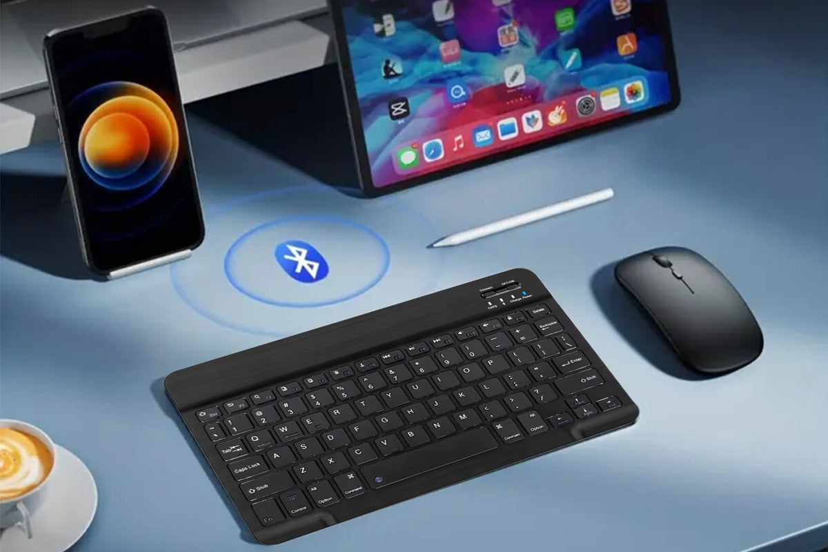 Ultra Slim Portable Wireless Bluetooth Keyboard Mouse Combo for Tablet Laptop