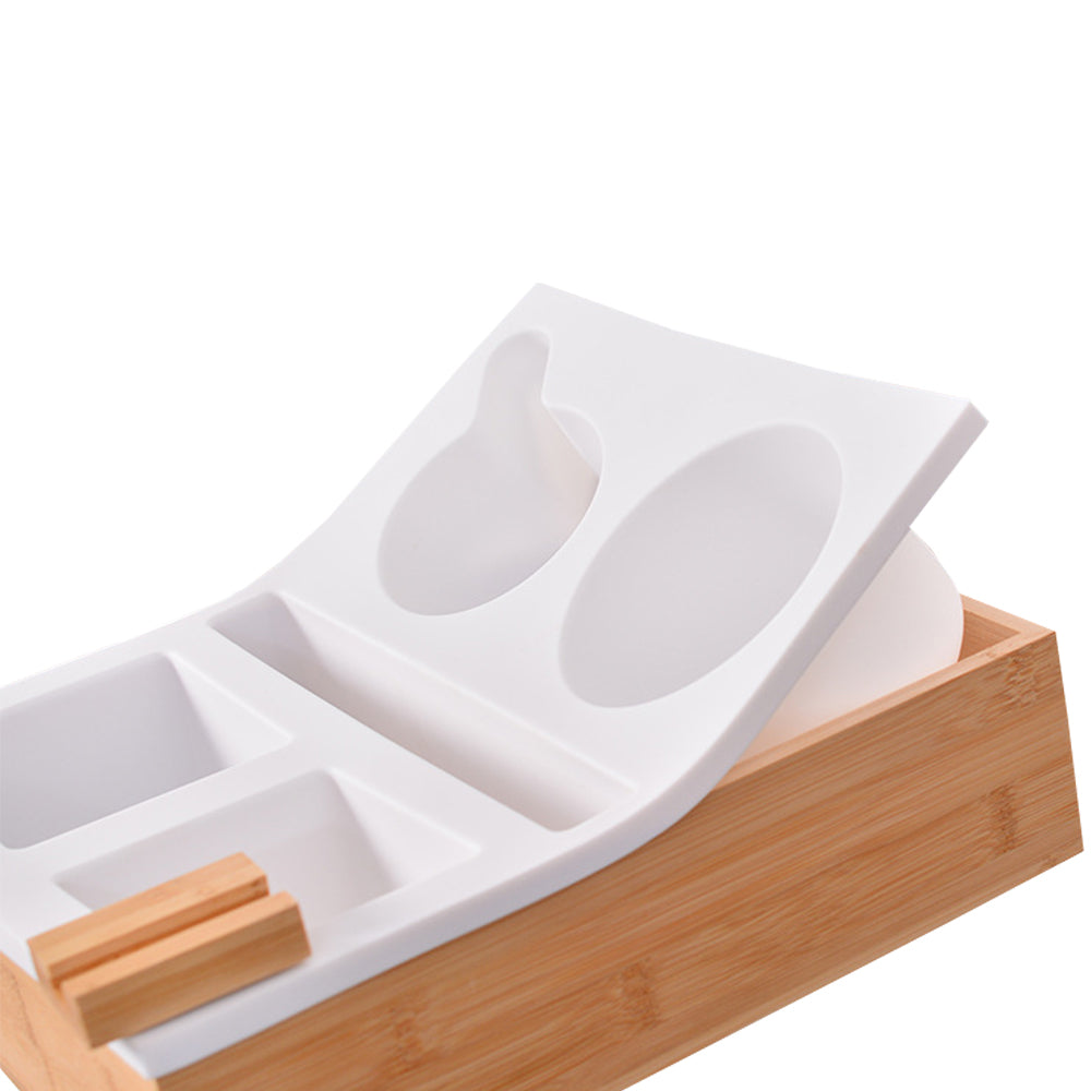 Handy Silicone Bamboo Couch Cup Snack Storage Tray with Rotatable Phone Holder
