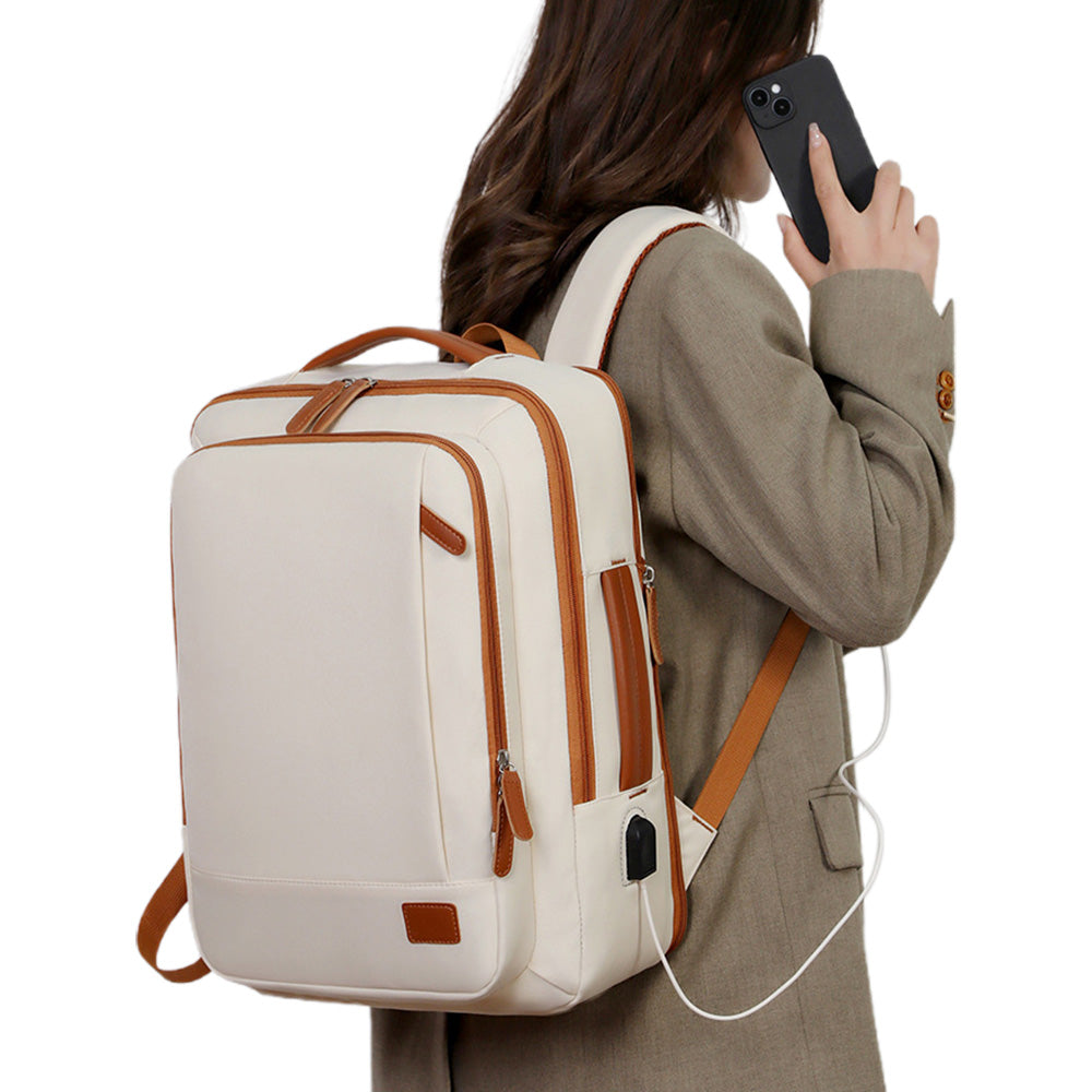 Expandable 26L Commuter Backpack - Water-Resistant Laptop Bag with USB Port
