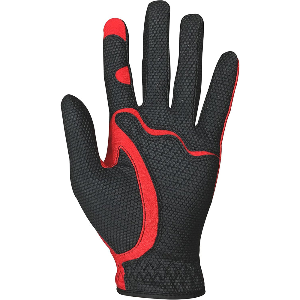 Stretch Breathable Washable Golf Glove with Slip Resistant Grip for Men Women-Red