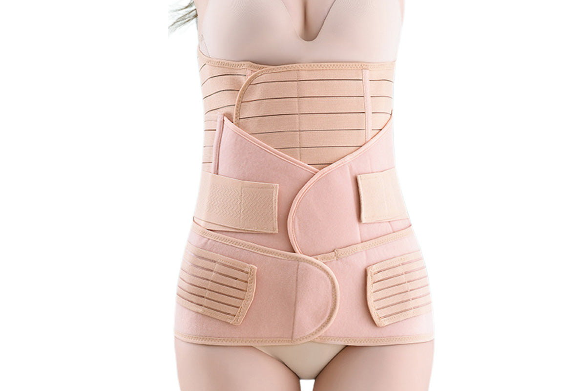 3 in 1 Postpartum Belly Band Waist Shapewear Recovery Girdle After Birth Support-Beige