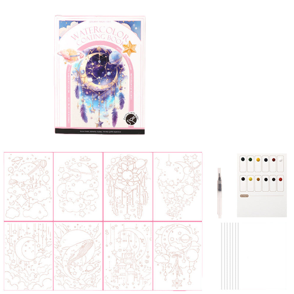 DIY 3-Fold Watercolor Painting Pad with Prefilled Paints for Beginners