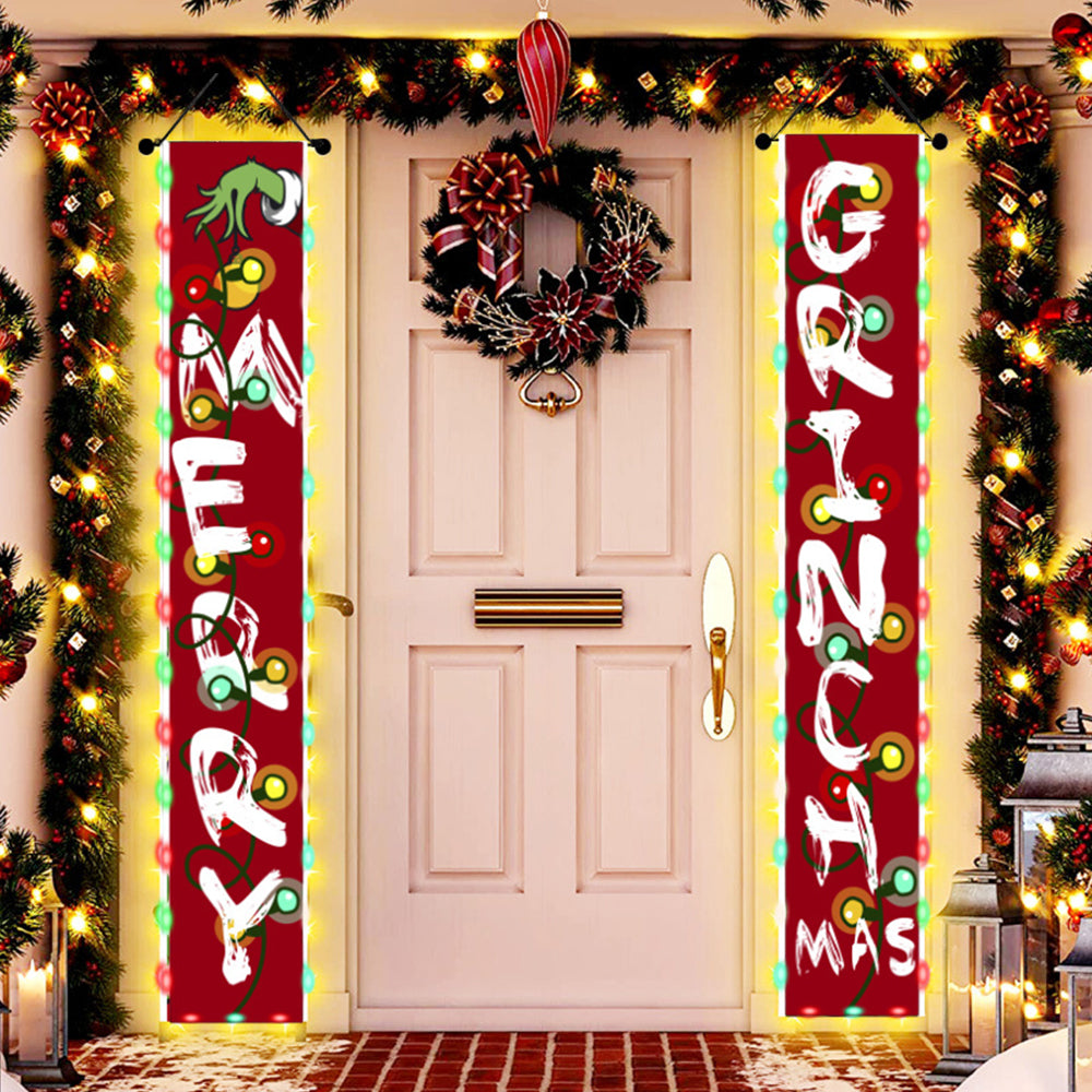 Christmas Decorations Outdoor Banner with LED Merry Christmas Decor Porch Sign