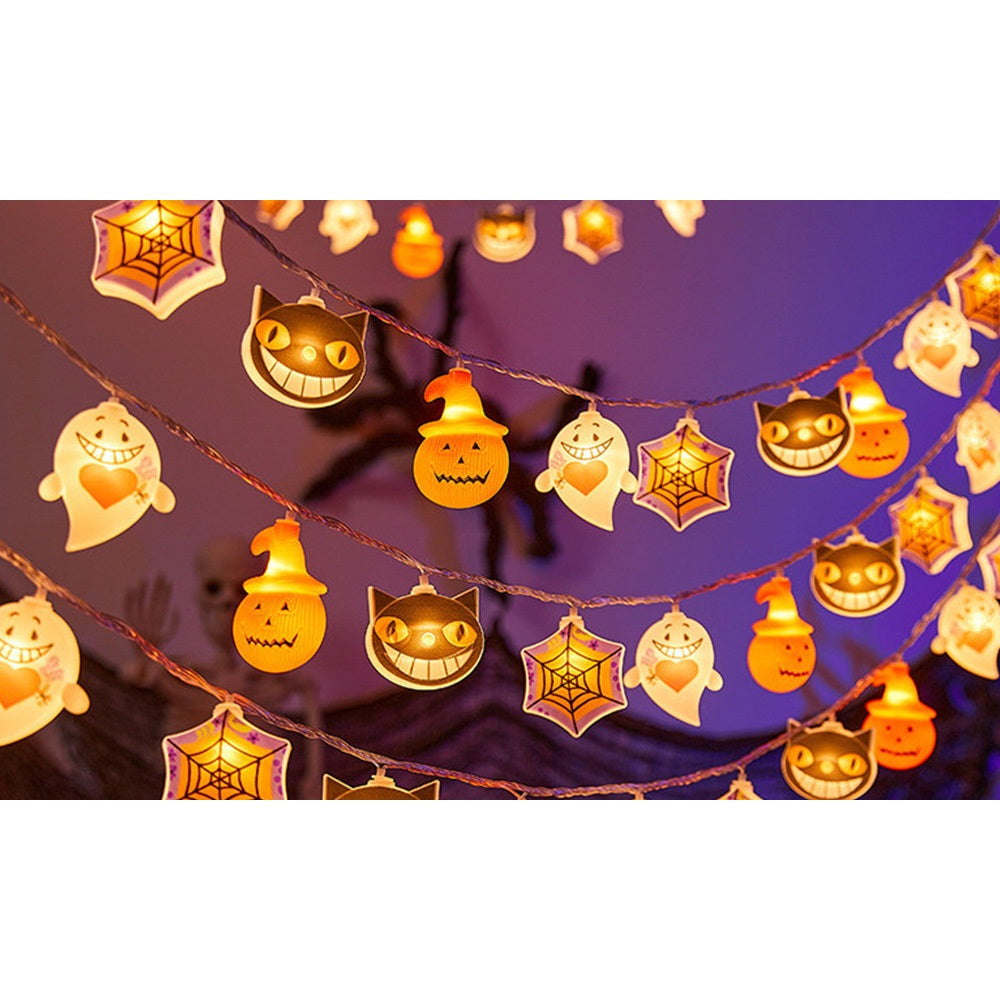 USB Halloween Ghost LED String Lights 4 Point 5m 30 Bulbs Decoration
