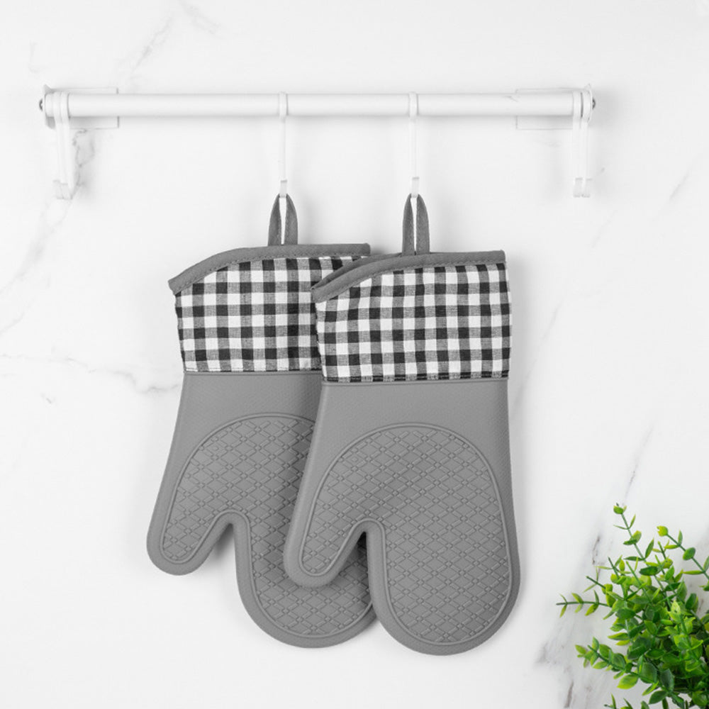 4Pcs Silicone Oven Mitts and Pot Holders Heat Resistant Non-Slip for Cooking Baking Grilling