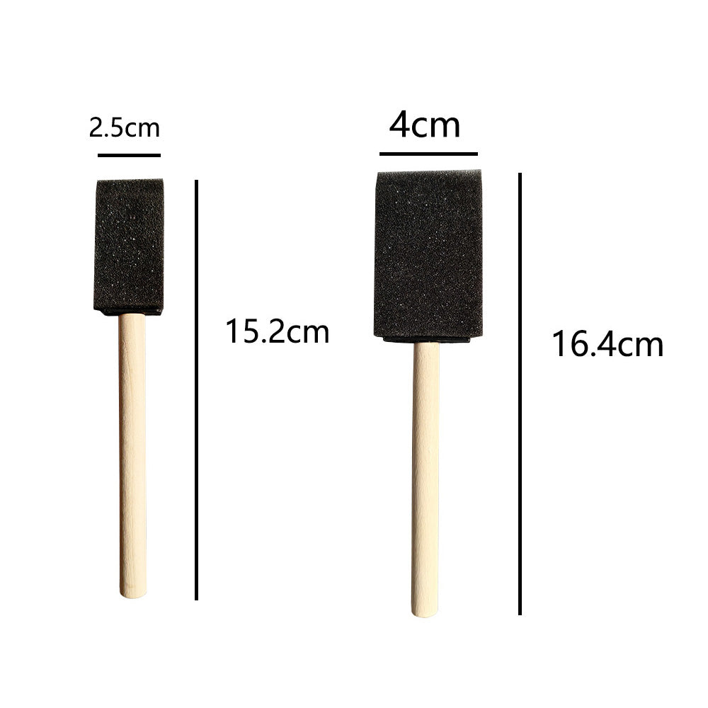 12 Pcs Foam Paint Brushes with Engineered Wood Handles for Furniture Crafts
