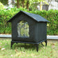 Cat House Indoor Outdoor Water Resistant Insulated Shelter for Small to Medium Cats-Black