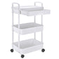 3 Tier Rolling Utility Cart with Removable Drawer for Kitchen Snack Craft