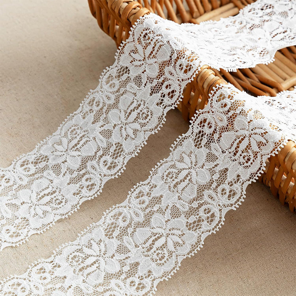 Elastic Floral Lace Trim Stretch Ribbon for Sewing and DIY Crafts