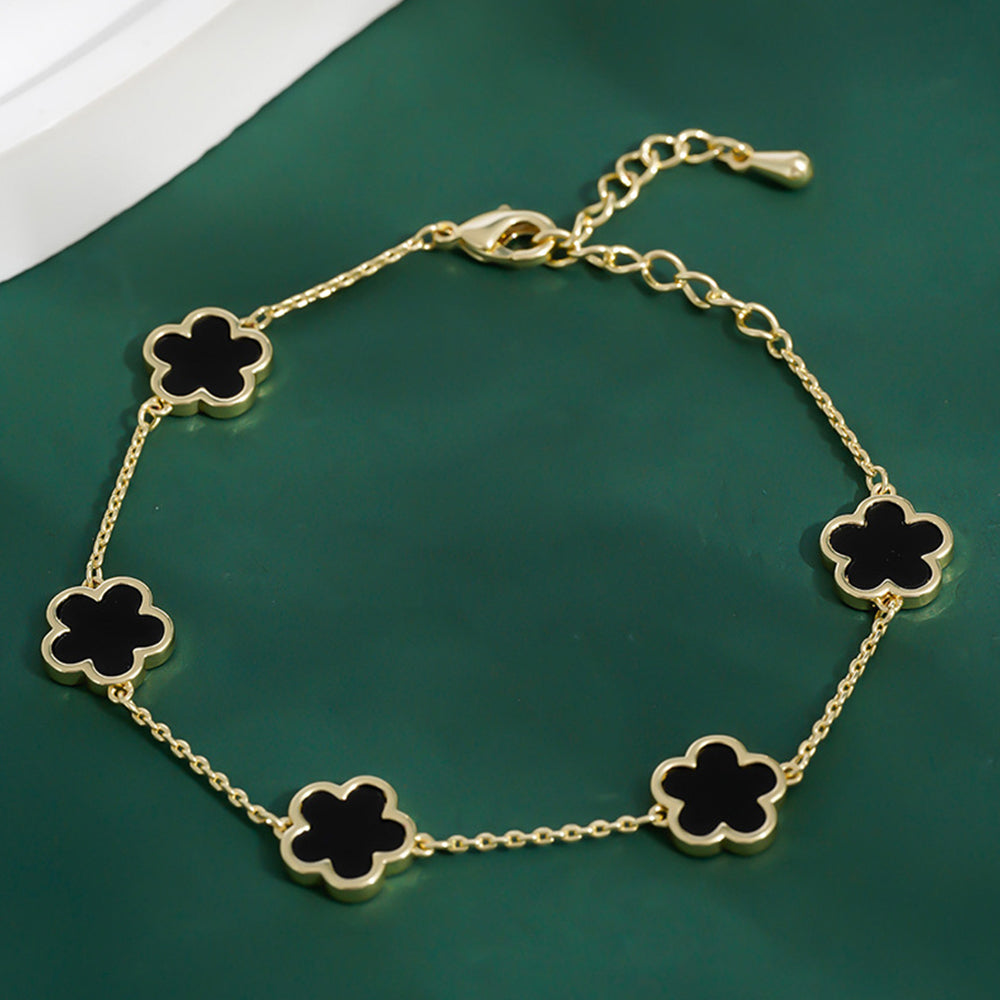 Elegant Clover Charm Bracelet Double Side Stainless Steel Tarnish-Free Bracelet