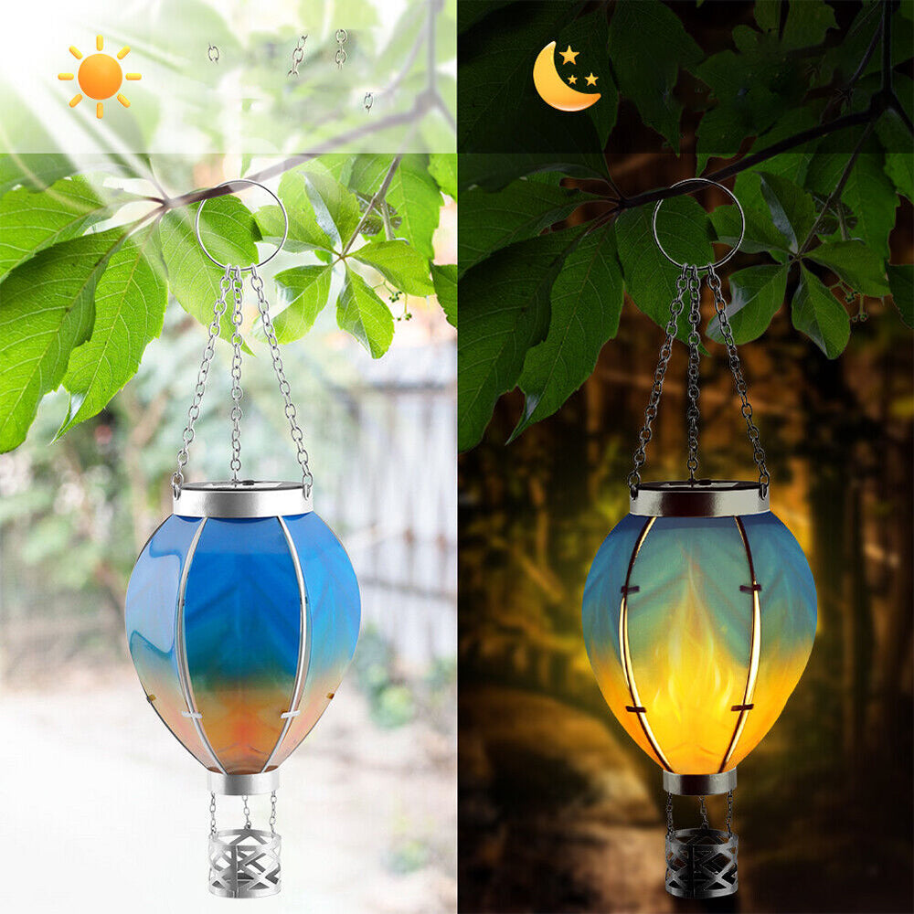 Hot Air Balloon Solar Hanging Light with Flickering Flame Light