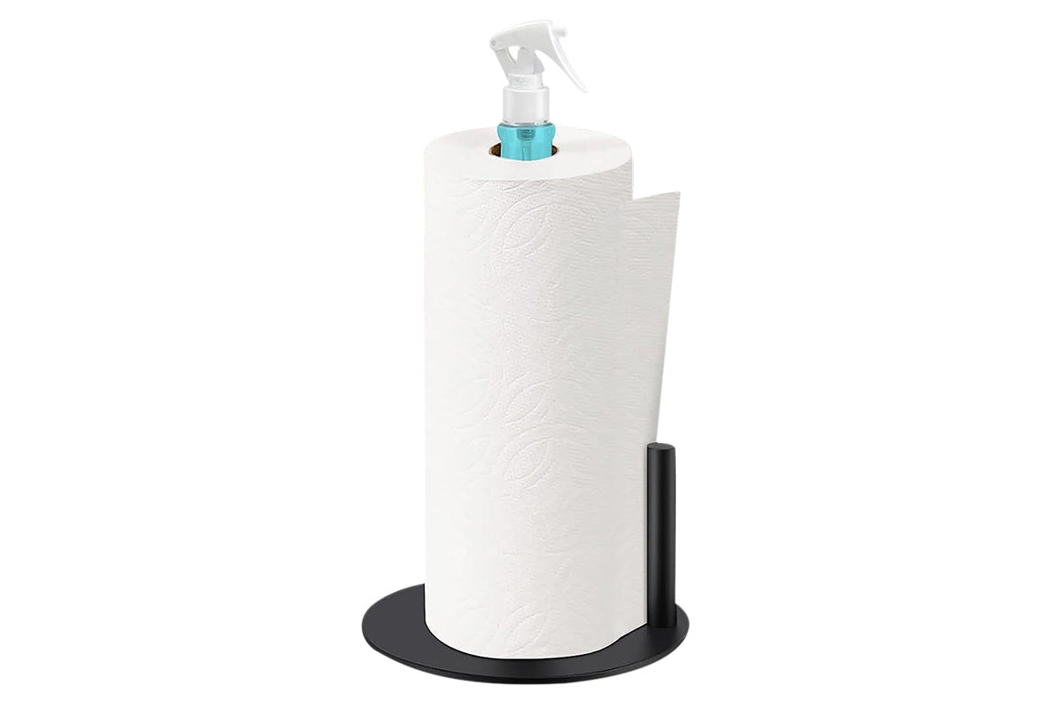 Standing Paper Towel Holder with Spray Pump Papertowels Roller Sprayer