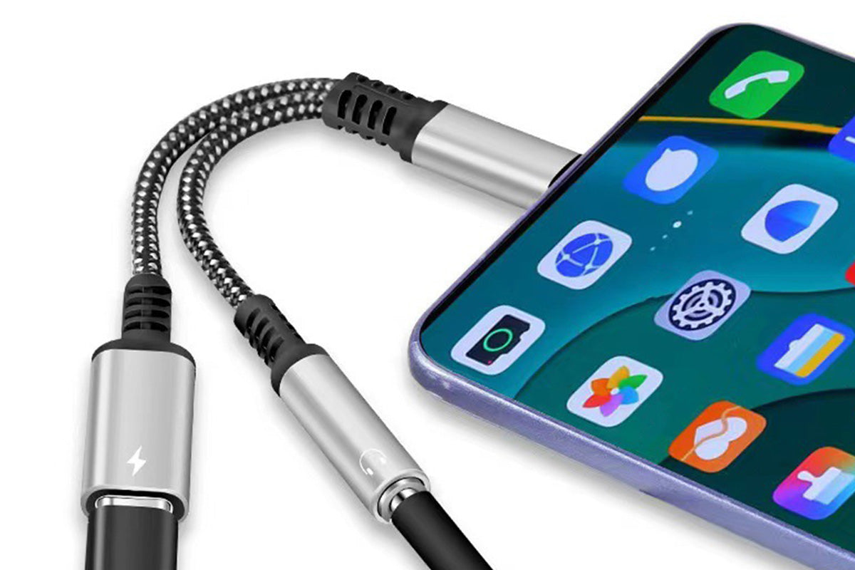 2-in-1 Type-C Audio and Charging Adapter for USB-C Devices with 30W Fast Charge
