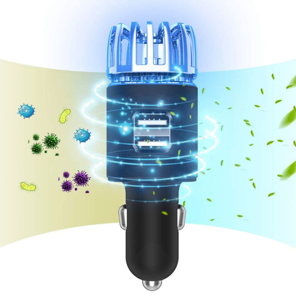 Car Air Purifier Dual USB Ports Car Air Freshener Portable Ionizer
