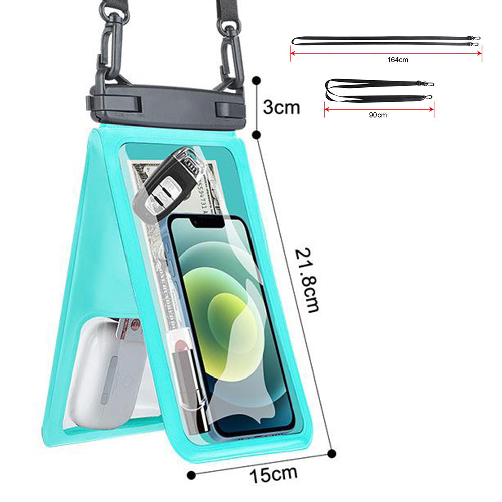 9.5 inch Double Space Water-Resistant Phone Pouch with Lanyard Underwater Seal Case Dry Bag