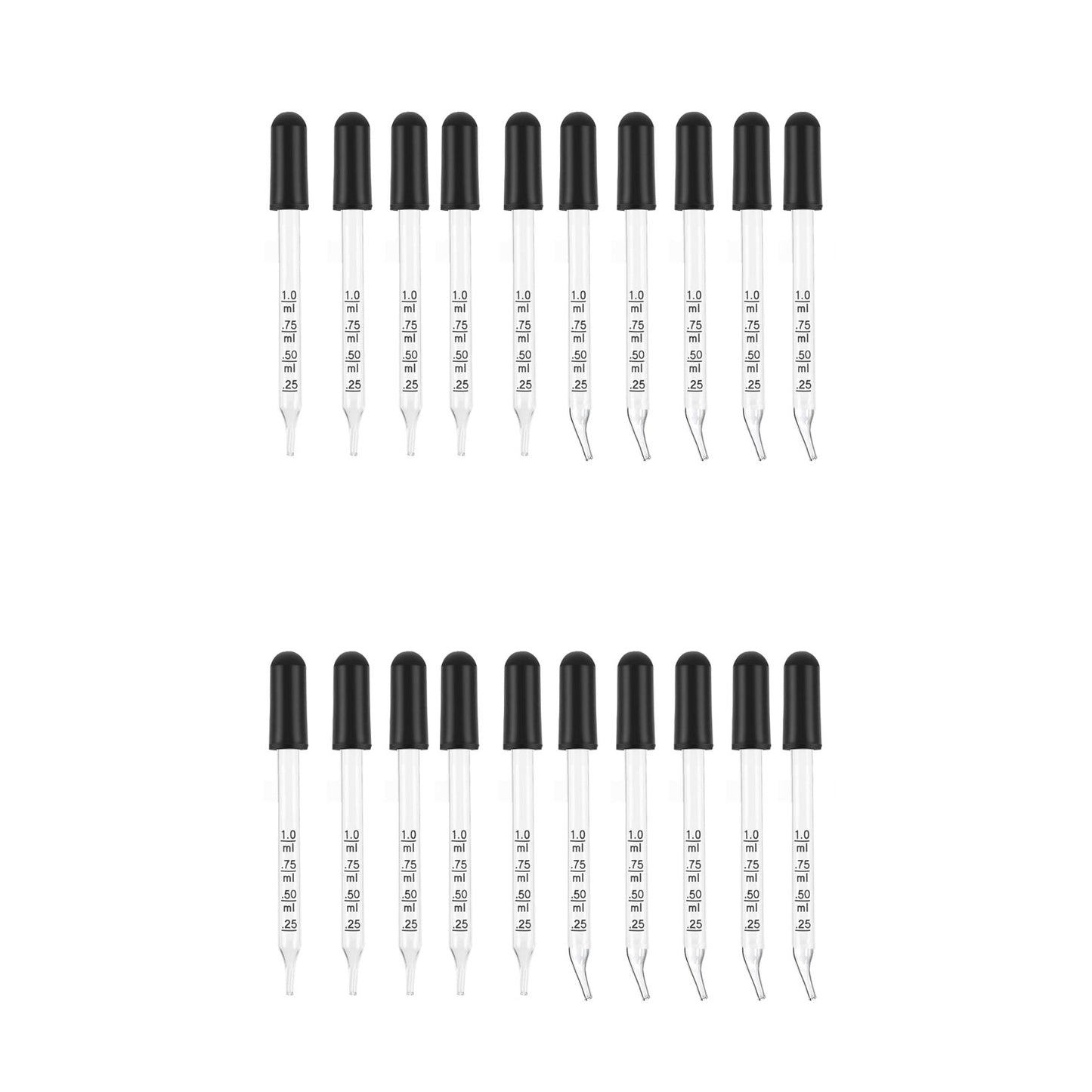 20Pcs 1ML Calibrated Medicine Droppers Glass Dropper Liquid Pipette