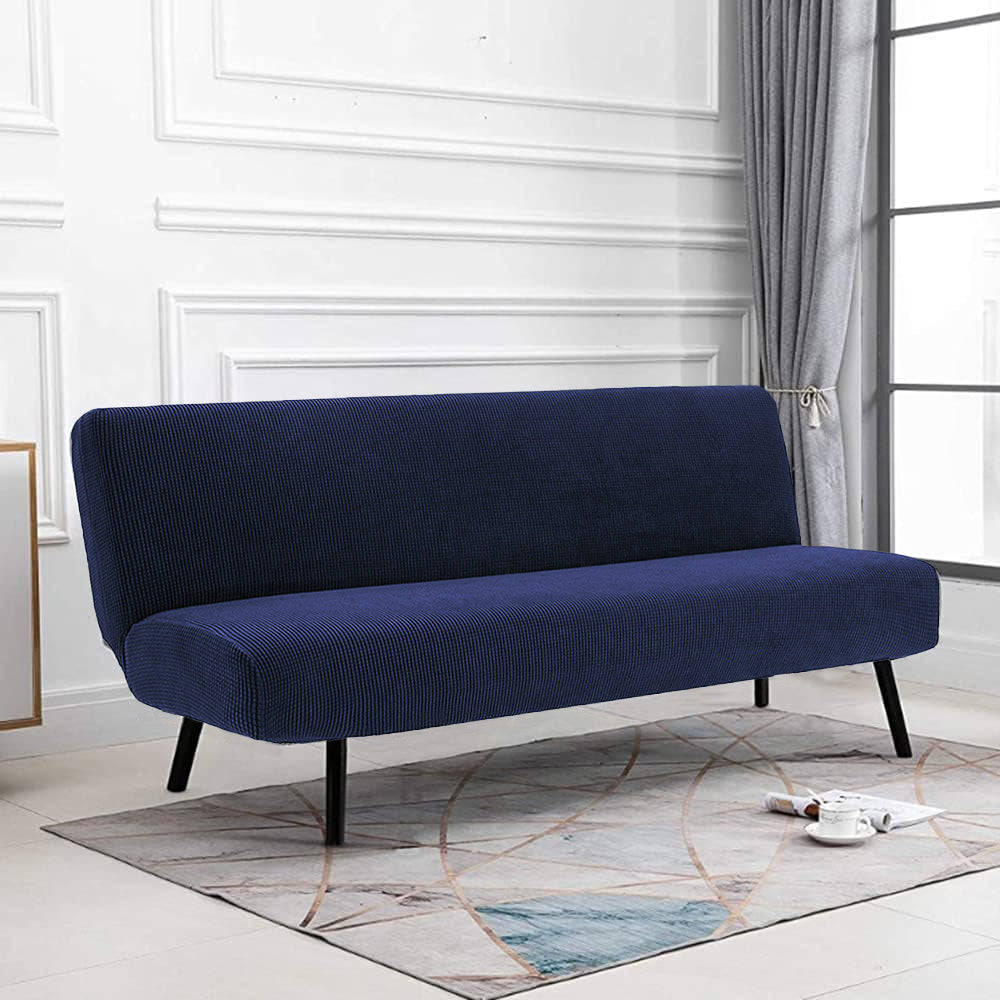 Armless Solid Color Stretch Folding Sofa Bed Cover