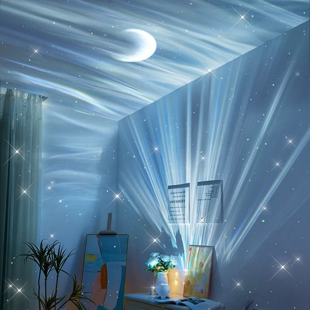 Rechargeable Northern Lights Aurora Projector with Bluetooth Speaker 16 Light Colors for Car Home Camping