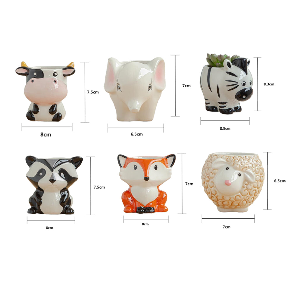 6pcs Cute Animal Shaped Plant Succulent Pots