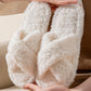 Women Fuzzy Cross Band Slippers Plush Indoor House Shoes Non Slip-White