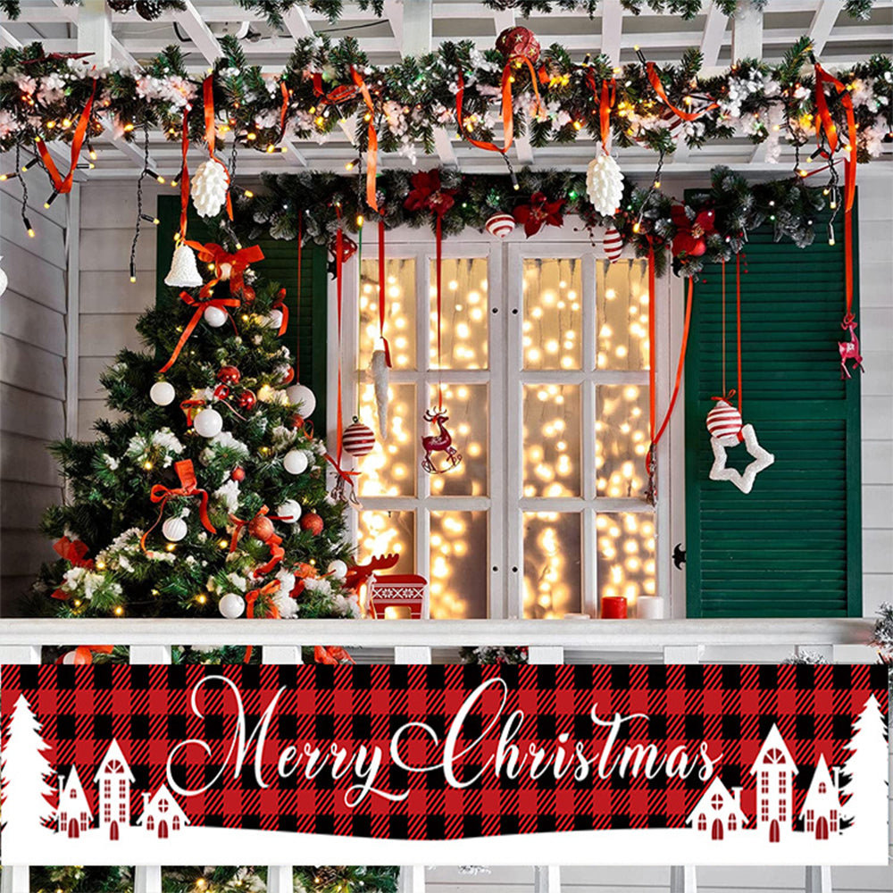 Merry Christmas Xmas Outdoor Banner Flag Pulling Santa Claus Hanging Decoration