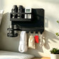 Hanging Metal Bedside Wall Shelf with Cup Holder Hooks Wall Organizer for Bedroom Bathroom Kitchen
