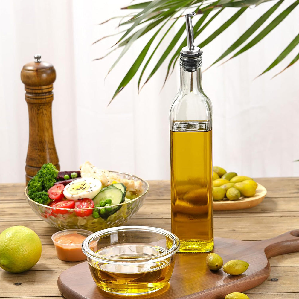 Glass Olive Oil Bottle Dispenser Oil And Vinegar Cruet With Pourers And Funnel