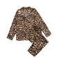 Print Satin Pyjamas Set-Brown Leopard