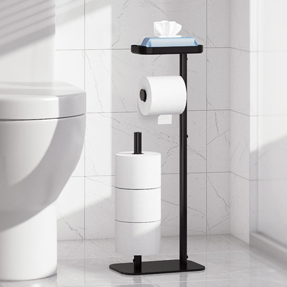 Free Standing Bathroom Toilet Paper Holder Stand with Phone Shelf