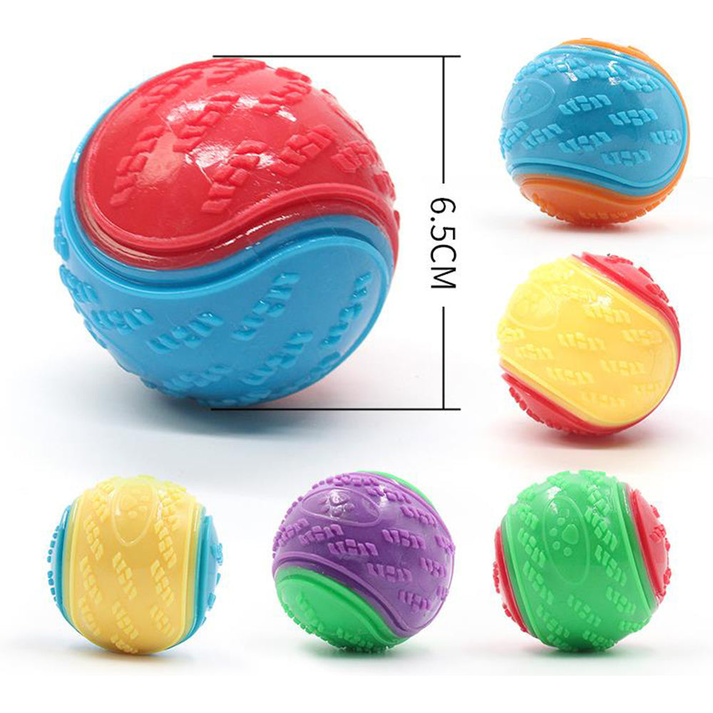 4Pcs 6.5CM Pet Interactive Playing Toy High Bouncy Vibrant Color Squeaky Rubber Balls