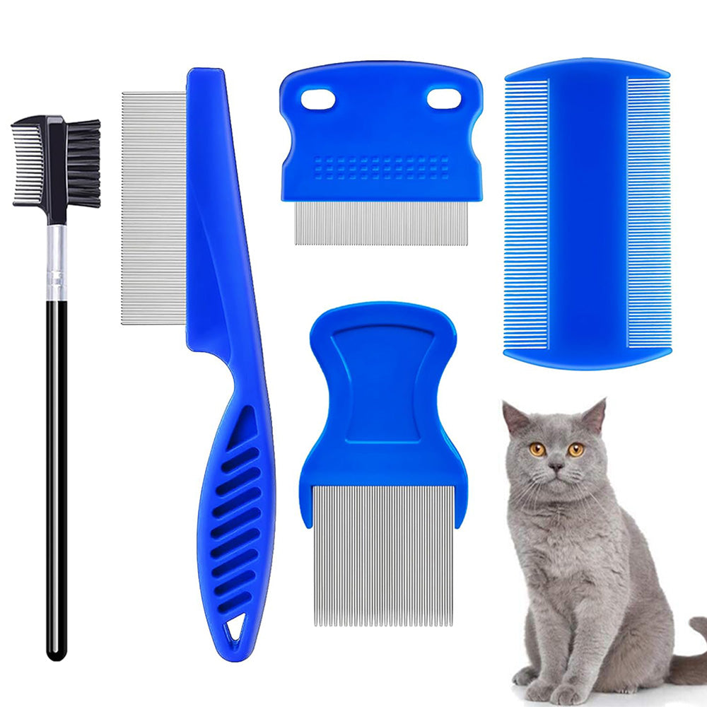5Pcs Flea Lice Comb Set for Dogs and Cats Fine Tooth Grooming Brushes for Pet Hair Care