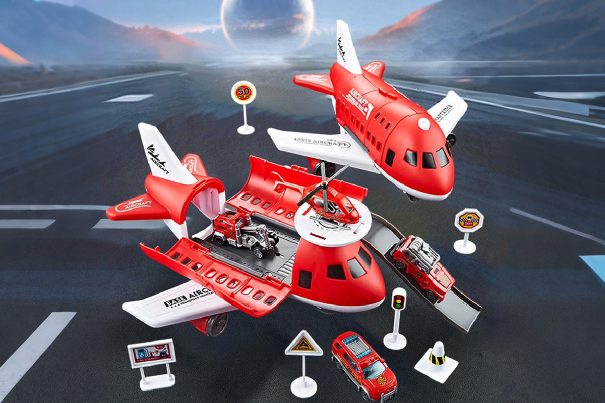 Kids Transformable Airplane Transport Playset Transformable Storage Plane Toy