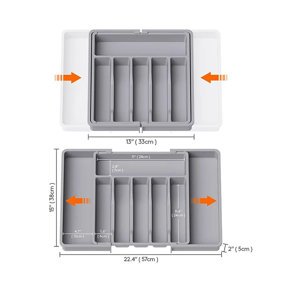 Expandable Utensil Tray Kitchen Drawer Organizer for Forks Knives