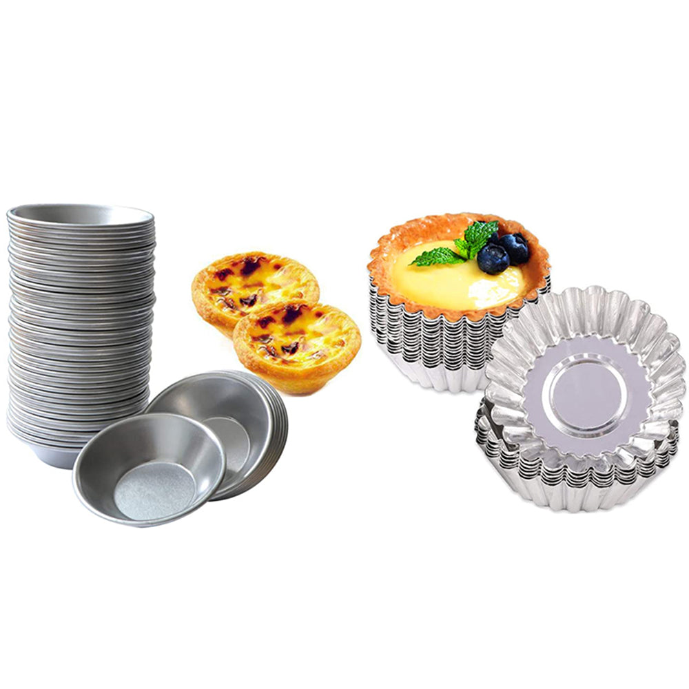 20-Pack Egg Tart Molds Reusable Non-Stick Egg Tart Pans-Round