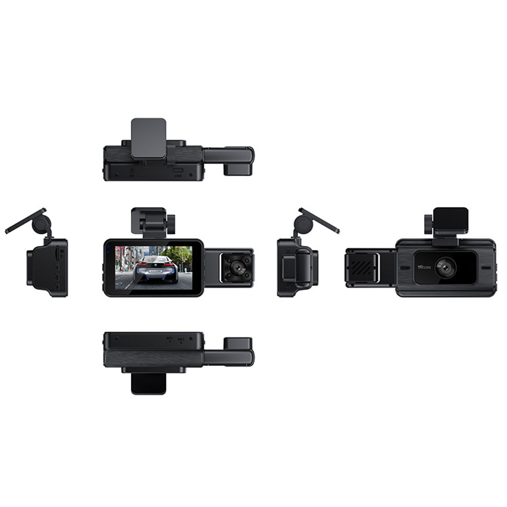 1080P 3 Cam Front and Rear Night Vision Car Dash Camera Video DVR Recorder