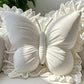 Butterfly Shape Throw Pillow with Lace Ruffle Trim Decorative Cushion Home Decor Cushion Butterfly Velvet Throw Pillow